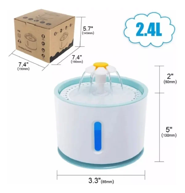 Bebedero Eléctrico de Agua 2.4lts Para Perros y Gatos