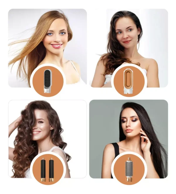 Secador Pelo Multifunción 5 en 1 Plancha Rizadora Cepillo